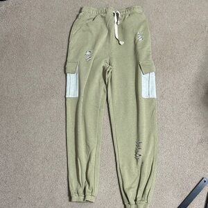 POL Tan Cargo Jogger Pants distressed sz M